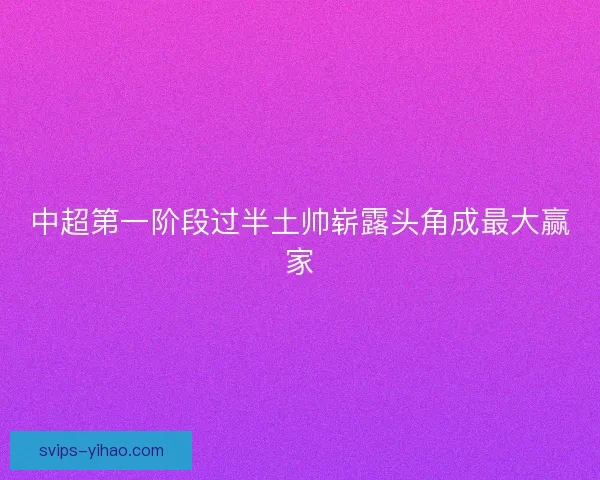 中超第一阶段过半土帅崭露头角成最大赢家