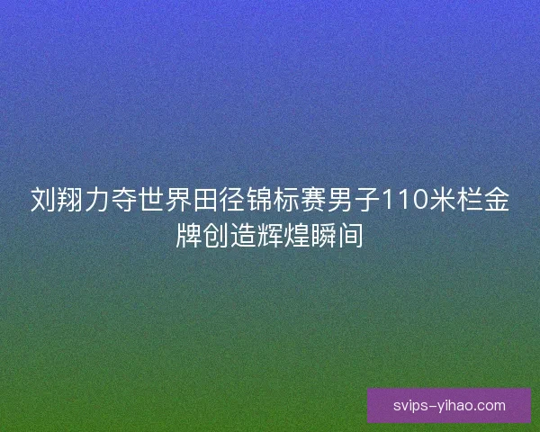 刘翔力夺世界田径锦标赛男子110米栏金牌创造辉煌瞬间